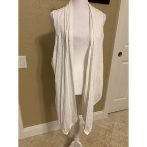 Ariat Women's‎ Drape Open Front White Sleeveless Cardigan Vest, Lace Back, XL